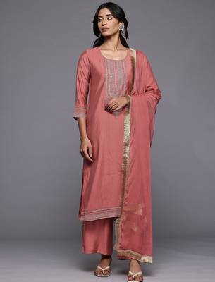 Ethnic Motifs Embroidered Regular Kurta with Trousers & With Dupatta 1