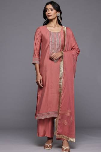 Ethnic Motifs Embroidered Regular Kurta with Trousers & With Dupatta