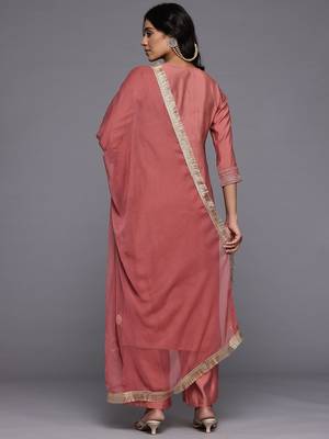 Ethnic Motifs Embroidered Regular Kurta with Trousers & With Dupatta 7