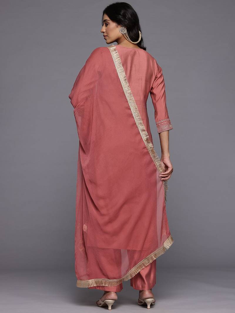 Ethnic Motifs Embroidered Regular Kurta with Trousers & With Dupatta
