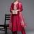 Floral Yoke Design Thread Work Straight Kurta & Trousers With Dupatta