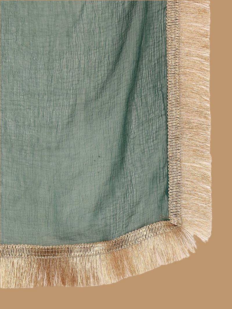 Bandhani Printed Beads and Stones Pure Silk Straight Kurta With Palazzo & Dupatta