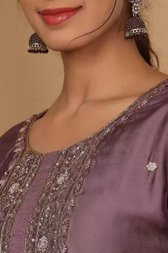 Ethnic Motifs Woven Design Pure Silk Kurta with Trousers & Dupatta