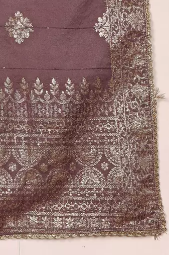 Ethnic Motifs Woven Design Pure Silk Kurta with Trousers & Dupatta