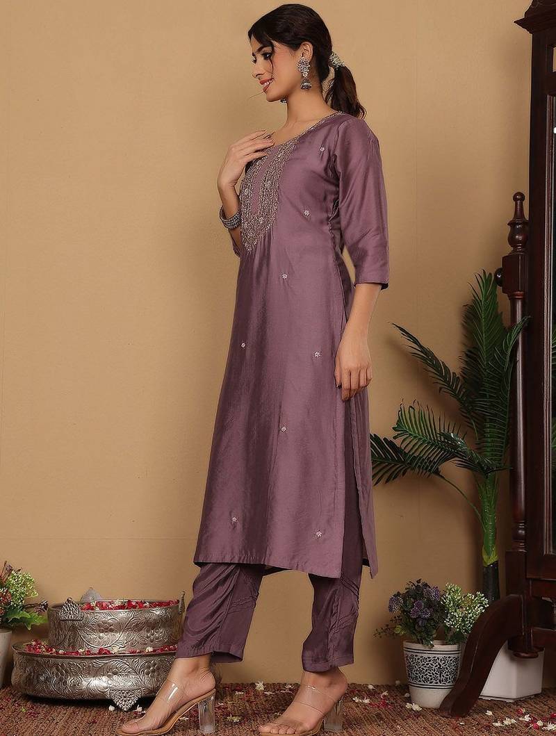 Ethnic Motifs Woven Design Pure Silk Kurta with Trousers & Dupatta