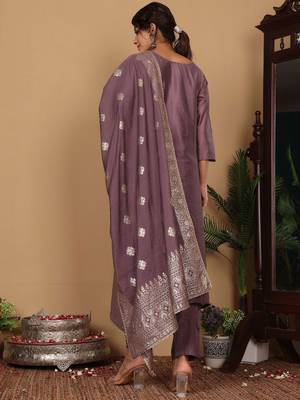 Ethnic Motifs Woven Design Pure Silk Kurta with Trousers & Dupatta 6