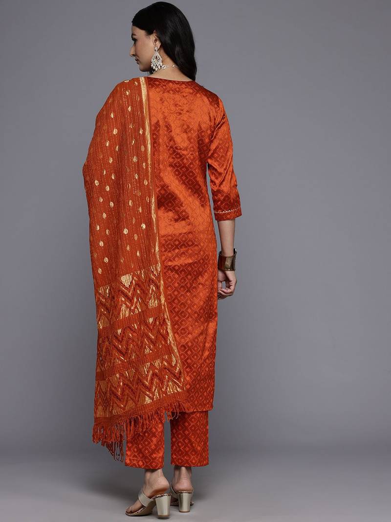 Ethnic Gotta Patti Detailed Kurta With Trouser & Dupatta