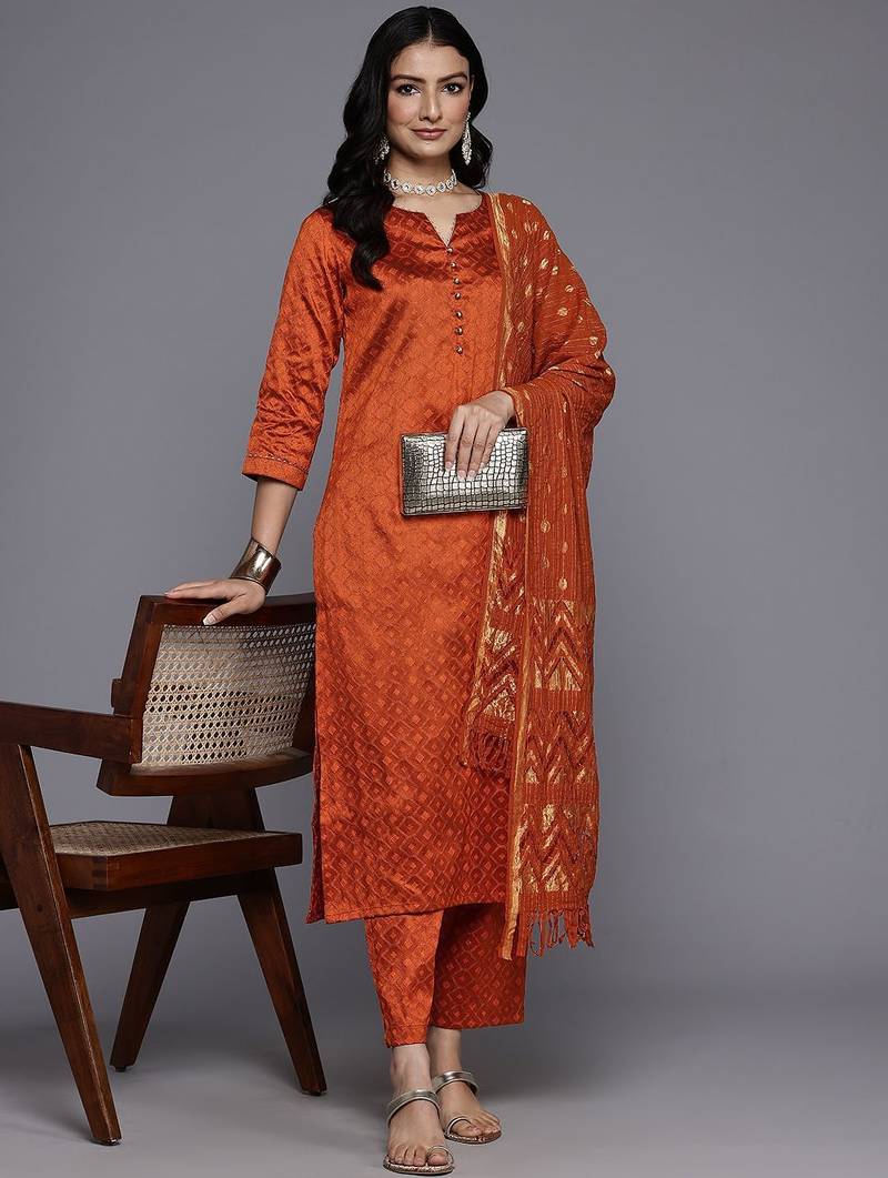 Ethnic Gotta Patti Detailed Kurta With Trouser & Dupatta