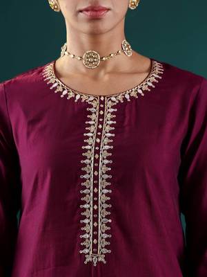 Women Ethnic Motifs Embroidered Regular Thread Work Kurta with Trousers & With Dupatta 2
