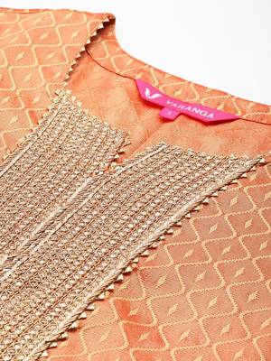 Jacquard Zari Kurta with Trousers & With Dupatta 2