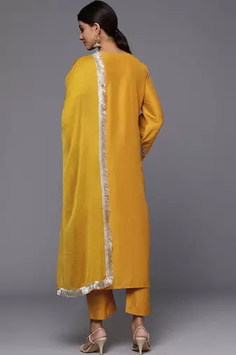 Floral Embroidered Regular Kurta with Trousers & With Dupatta