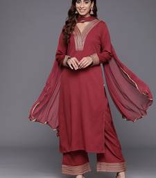 Women Regular Gotta Patti Silk Crepe Kurta with Trousers & With Dupatta