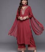 Women Regular Gotta Patti Silk Crepe Kurta with Trousers & With Dupatta