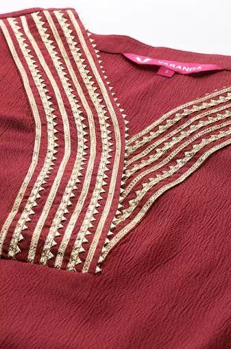 Women Regular Gotta Patti Silk Crepe Kurta with Trousers & With Dupatta