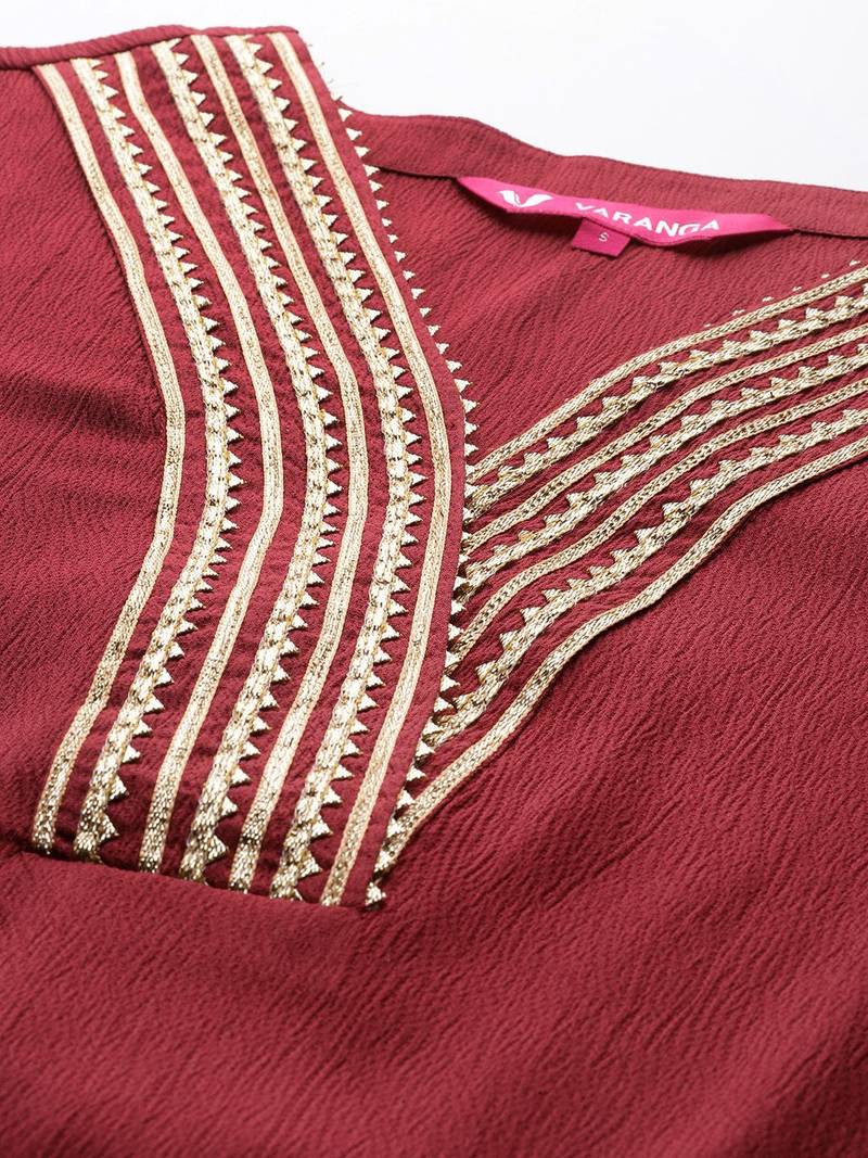 Women Regular Gotta Patti Silk Crepe Kurta with Trousers & With Dupatta