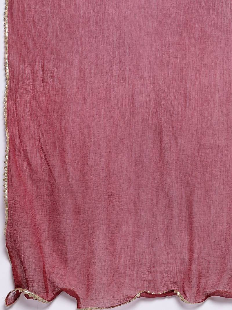 Women Regular Gotta Patti Silk Crepe Kurta with Trousers & With Dupatta