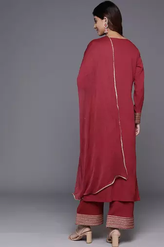 Women Regular Gotta Patti Silk Crepe Kurta with Trousers & With Dupatta