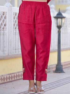 Floral Embroidered Pure Silk A-Line Kurta with Trouser & Dupatta 7