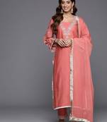 Floral Embroidered Sequinned Kurta with Trousers & Dupatta