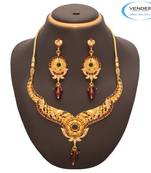 Beautiful Maroon Stone Necklace Set 7541