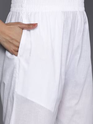 Floral Embroidered Thread Work Pure Cotton Kurta with Trousers & Dupatta 3