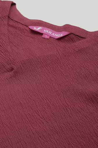 Pleated Silk Crepe Kurta with Trousers