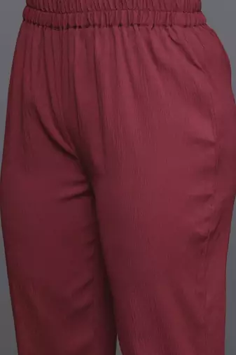 Pleated Silk Crepe Kurta with Trousers