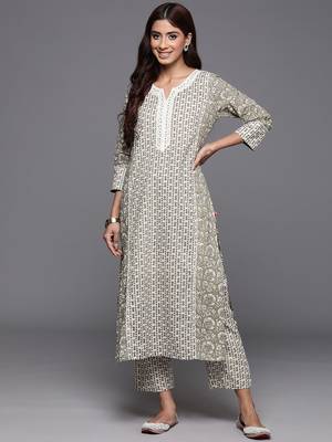 Floral Printed Pure Cotton Anarkali Kurta with Trousers 1