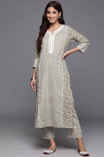 Floral Printed Pure Cotton Anarkali Kurta with Trousers