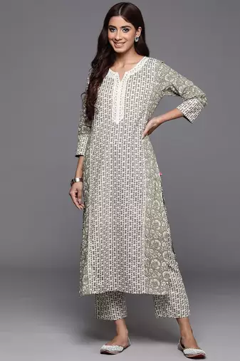 Floral Printed Pure Cotton Anarkali Kurta with Trousers