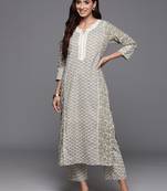 Floral Printed Pure Cotton Anarkali Kurta with Trousers