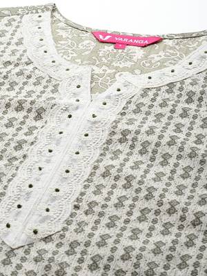 Floral Printed Pure Cotton Anarkali Kurta with Trousers 2