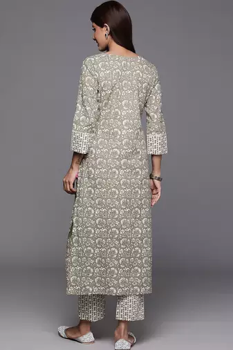 Floral Printed Pure Cotton Anarkali Kurta with Trousers