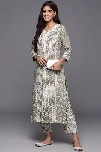 Floral Printed Pure Cotton Anarkali Kurta with Trousers