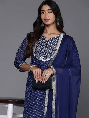 Women Yoke Design Regular Kurta with Trousers & With Dupatta 2