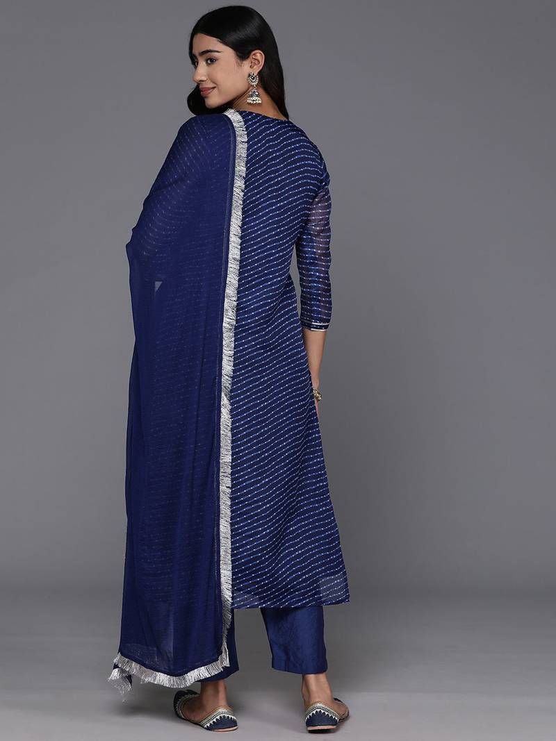 Women Yoke Design Regular Kurta with Trousers & With Dupatta