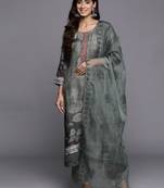 Women Floral Print Regular Thread Work Kurta with Trousers & Dupatta