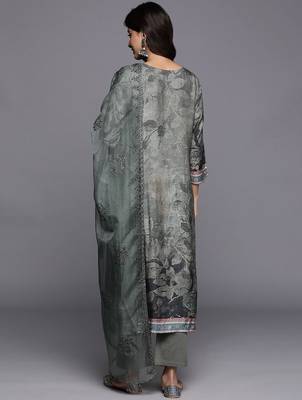 Women Floral Print Regular Thread Work Kurta with Trousers & Dupatta 6