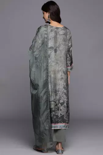Women Floral Print Regular Thread Work Kurta with Trousers & Dupatta