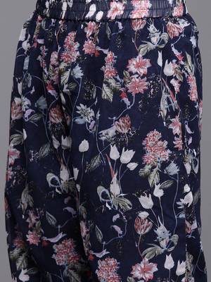 Floral Printed Pleated Gotta Patti Silk Georgette Kurta with Trousers & Dupatta 4