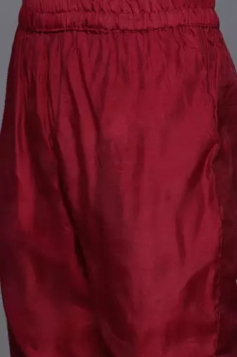 Women Floral Yoke Design Sequinned Chanderi Silk Kurta with Trousers & Dupatta