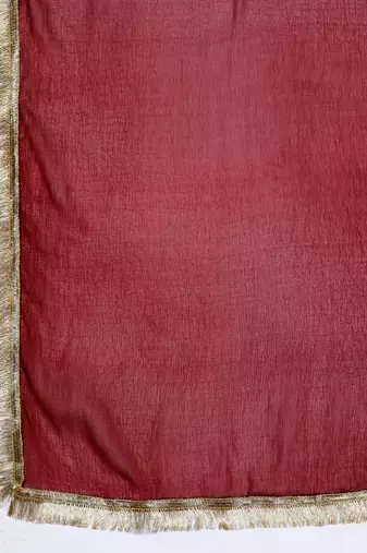 Women Floral Yoke Design Sequinned Chanderi Silk Kurta with Trousers & Dupatta