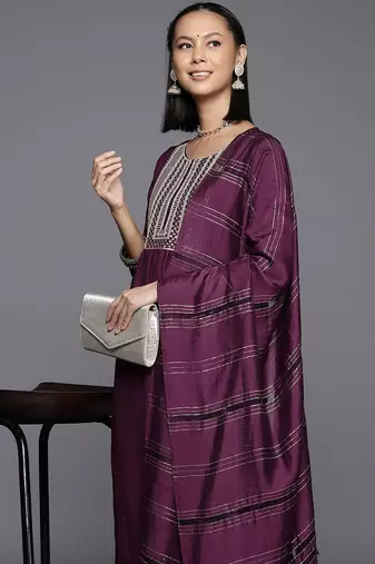 Women Yoke Design Regular Sequinned Kurta with Trousers & Dupatta