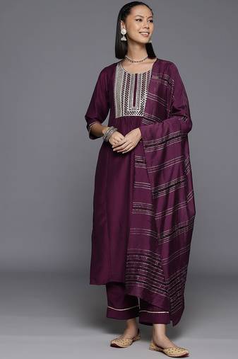 Women Yoke Design Regular Sequinned Kurta with Trousers & Dupatta