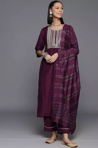 Women Yoke Design Regular Sequinned Kurta with Trousers & Dupatta