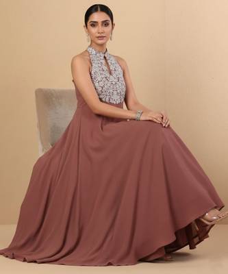 Women Ethnic Motifs Embroidered Regular Thread Work Silk Georgette Kurta with Trousers 2
