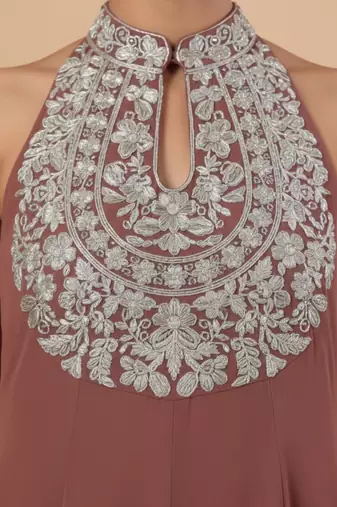 Women Ethnic Motifs Embroidered Regular Thread Work Silk Georgette Kurta with Trousers