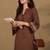 Women Regular Mandarin Collar Thread Work Kurta with Trousers