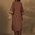 Women Regular Mandarin Collar Thread Work Kurta with Trousers