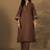 Women Regular Mandarin Collar Thread Work Kurta with Trousers
